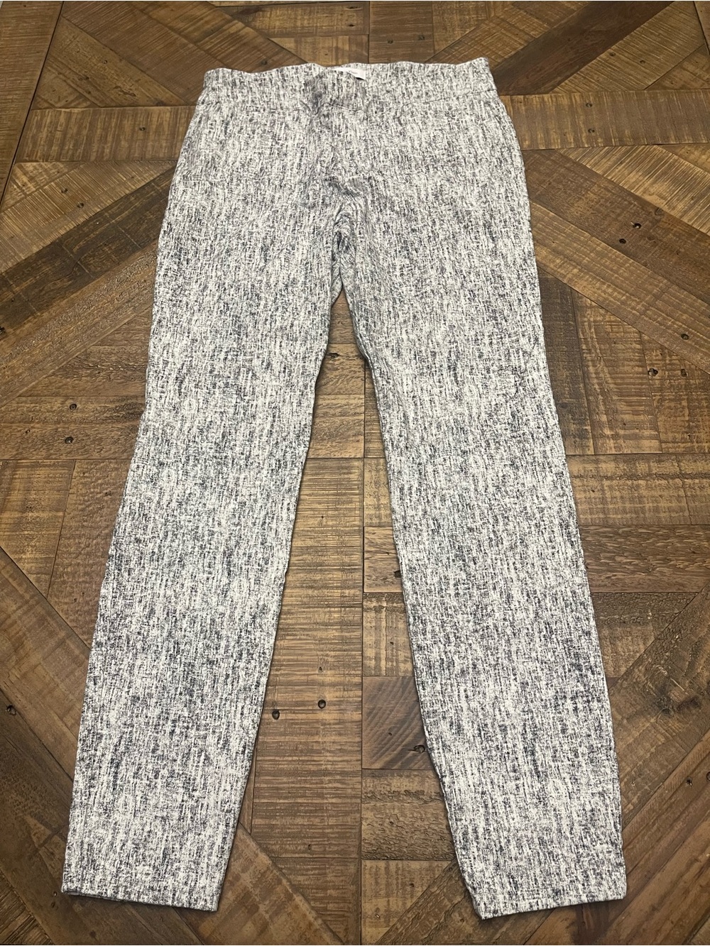 Calvin Klein Black & White Abstract Static Print Pull-On Skinny Pants Size M